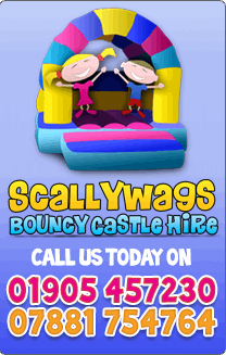 Scallywags Bouncy Castle Hire - Call on 01905 422 864 or 07781 754 764